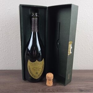 1996 Empty Dom Perignon Glass Champagne Bottle & Original Presentation Box